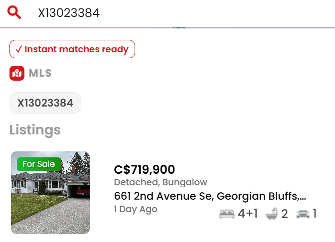 MLS® search screenshot